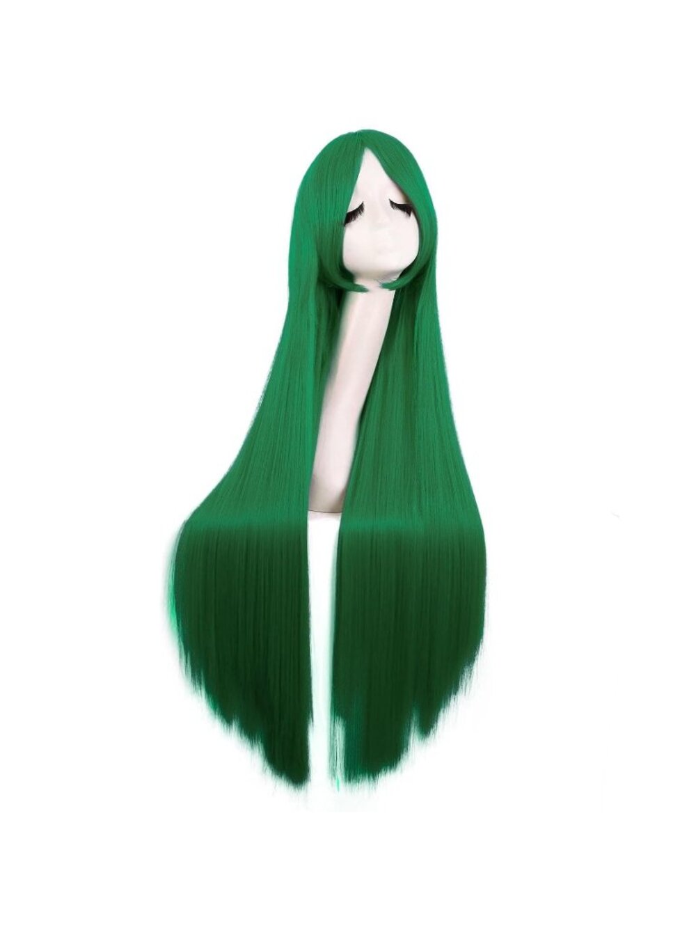 Women's Grass Green 40 Inch Oblique Synthetic Modern Long Straight Wig Bangs